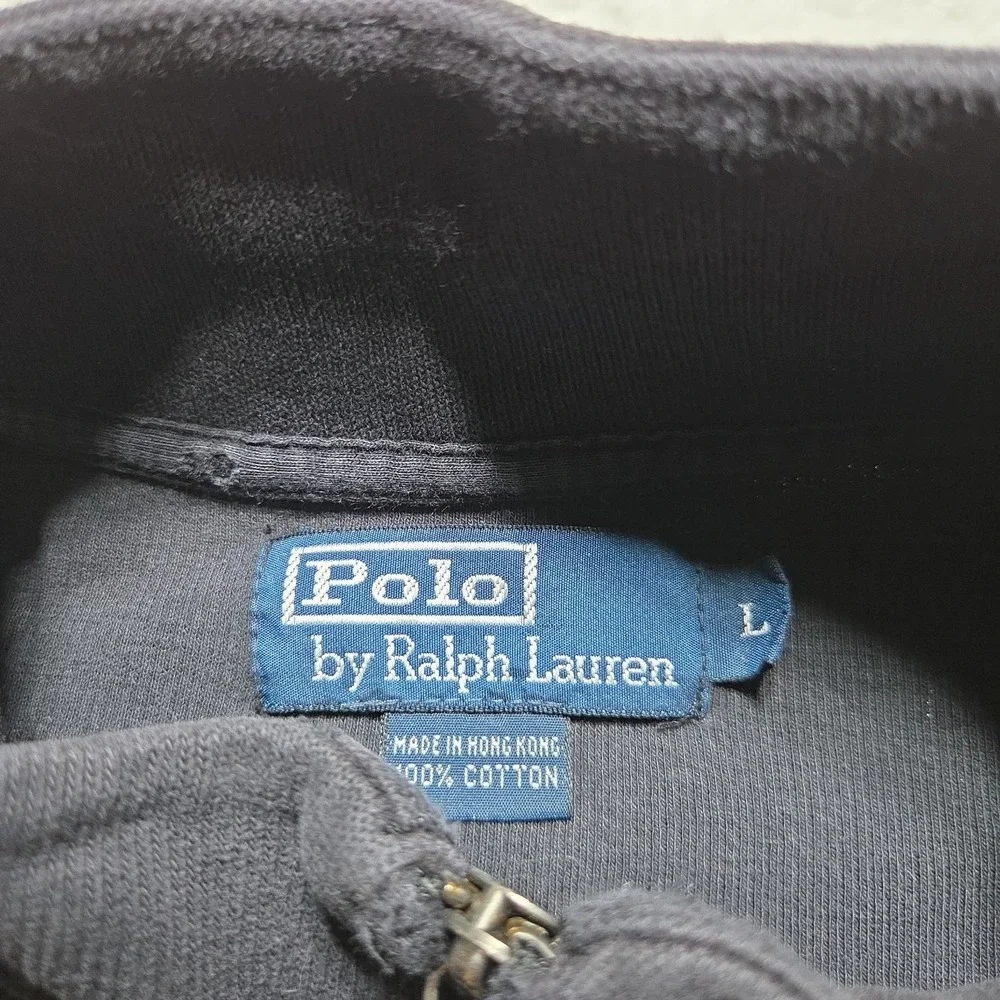 Vtg Polo Ralph Lauren 1/4 Zip Men's Size XL Black Thick 100% Cotton Sweater